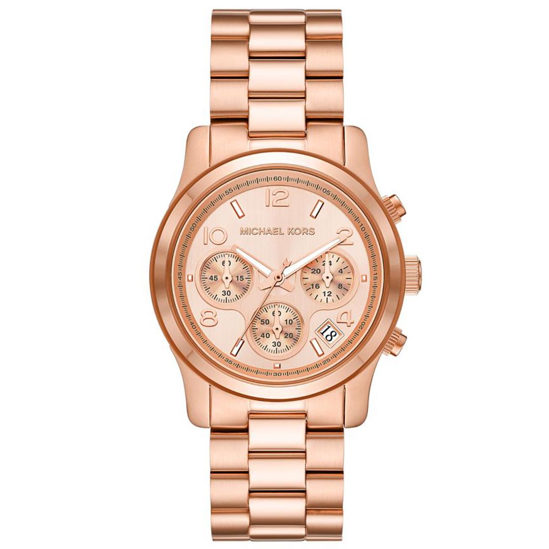 【活動價! 限時78折!】MK Michael Kors Runway 雅致風情三眼計時不鏽鋼腕錶/玫瑰金 MK7324 公司貨保固 熱賣中!
