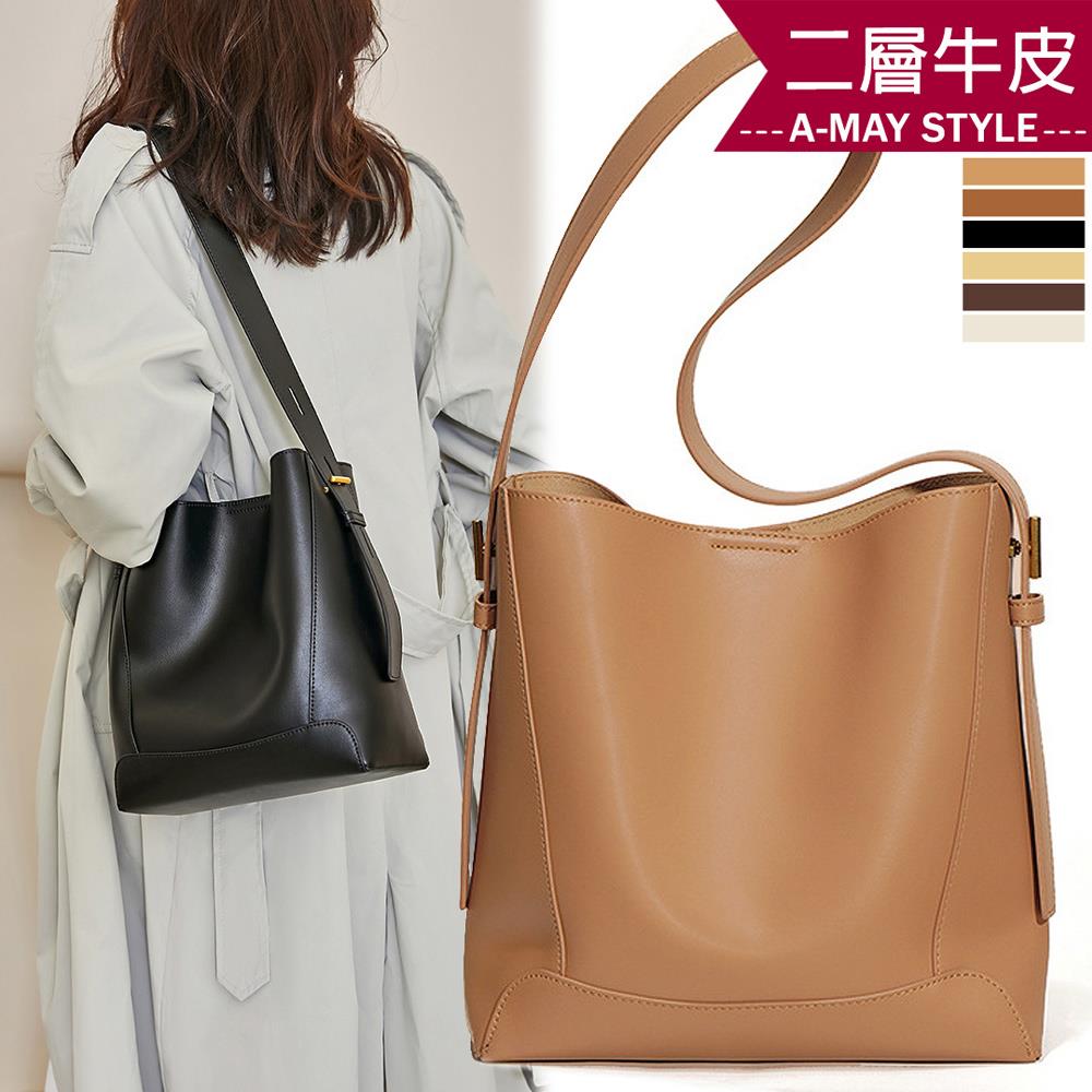 真皮包 托特包 時尚真皮大容量肩背水桶包(6色)【XTT221004138】＊艾美時尚(現 預)