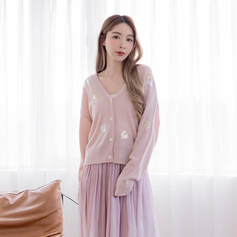 【春夏新品】HS 疊層心動針織外套 氣質粉