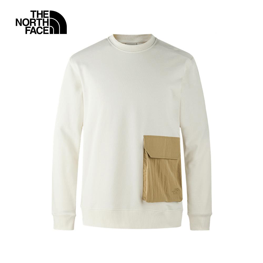 【零碼限定價】The North Face北面男款米白色純棉舒適保暖休閒長袖大學T|87UTQLI