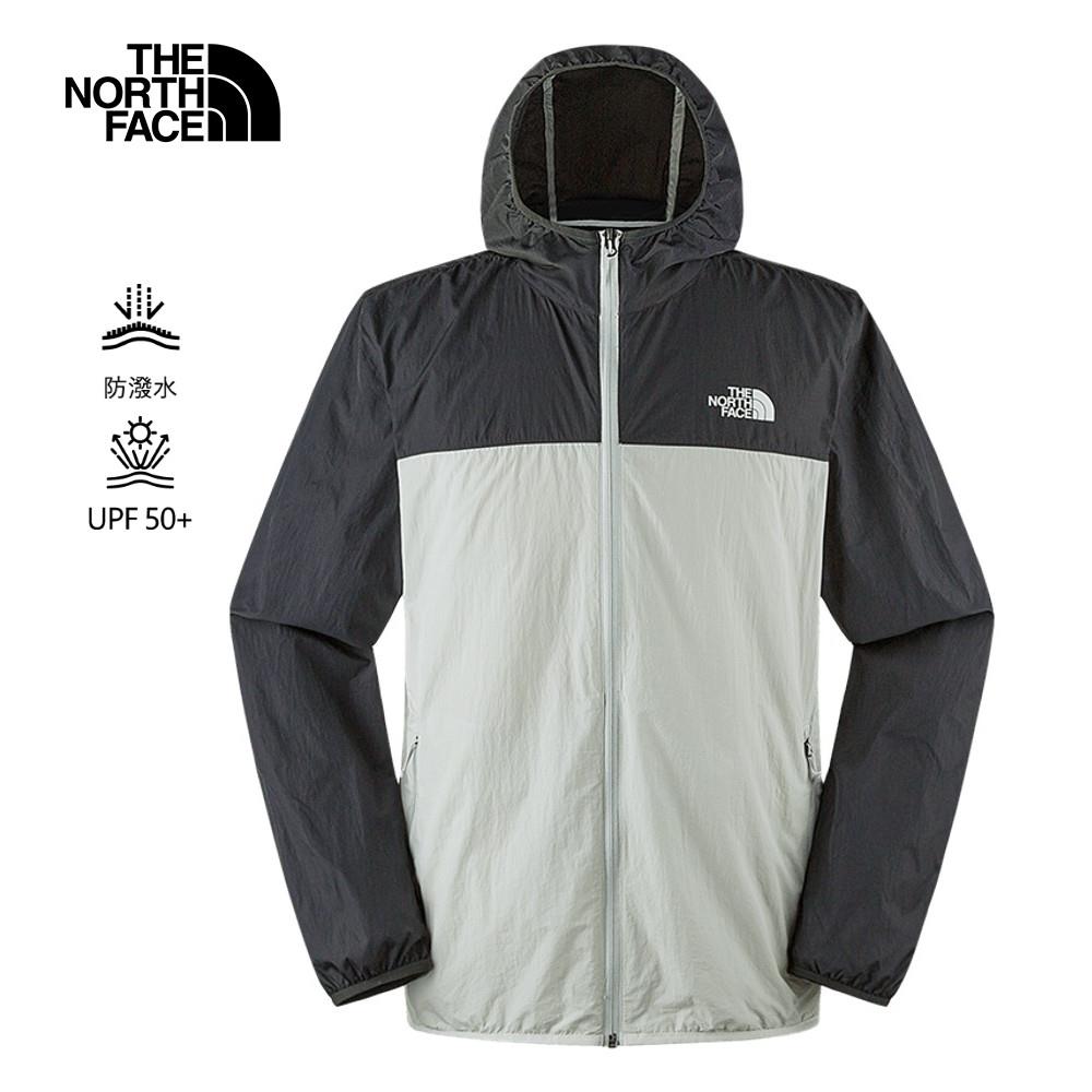 The North Face北面男款UPF灰黑拼接防潑水防曬連帽外套｜8AUSAZ5