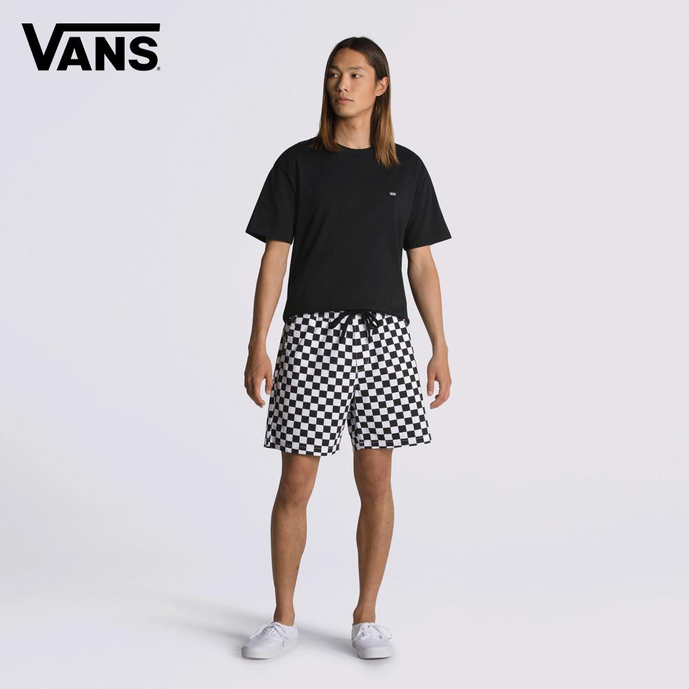 Vans Range Relaxed 男女款黑白棋盤格彈性鬆緊帶短褲