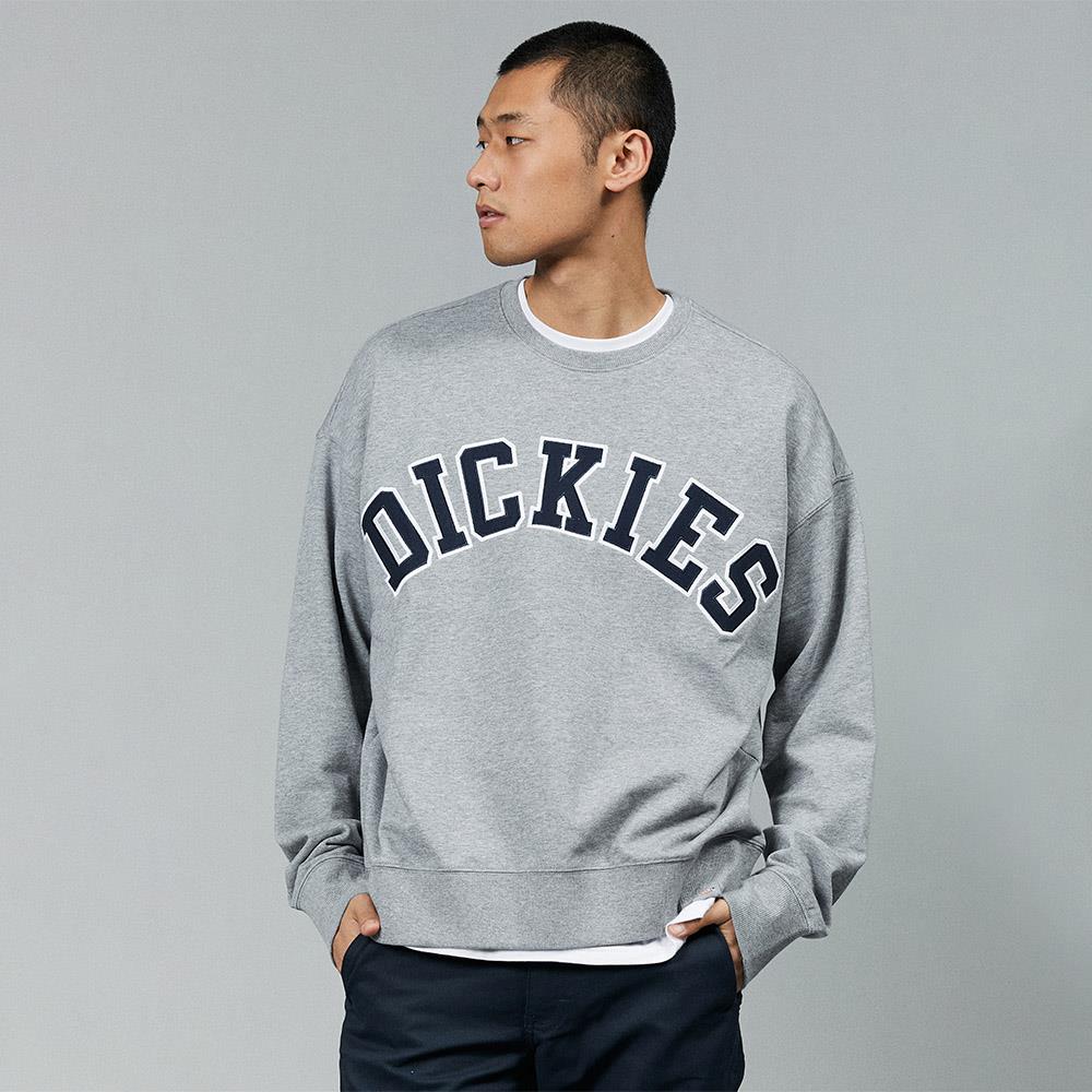 Dickies男款羽灰色胸前大尺寸Logo刺繡寬鬆大學T|DK013103CQ8