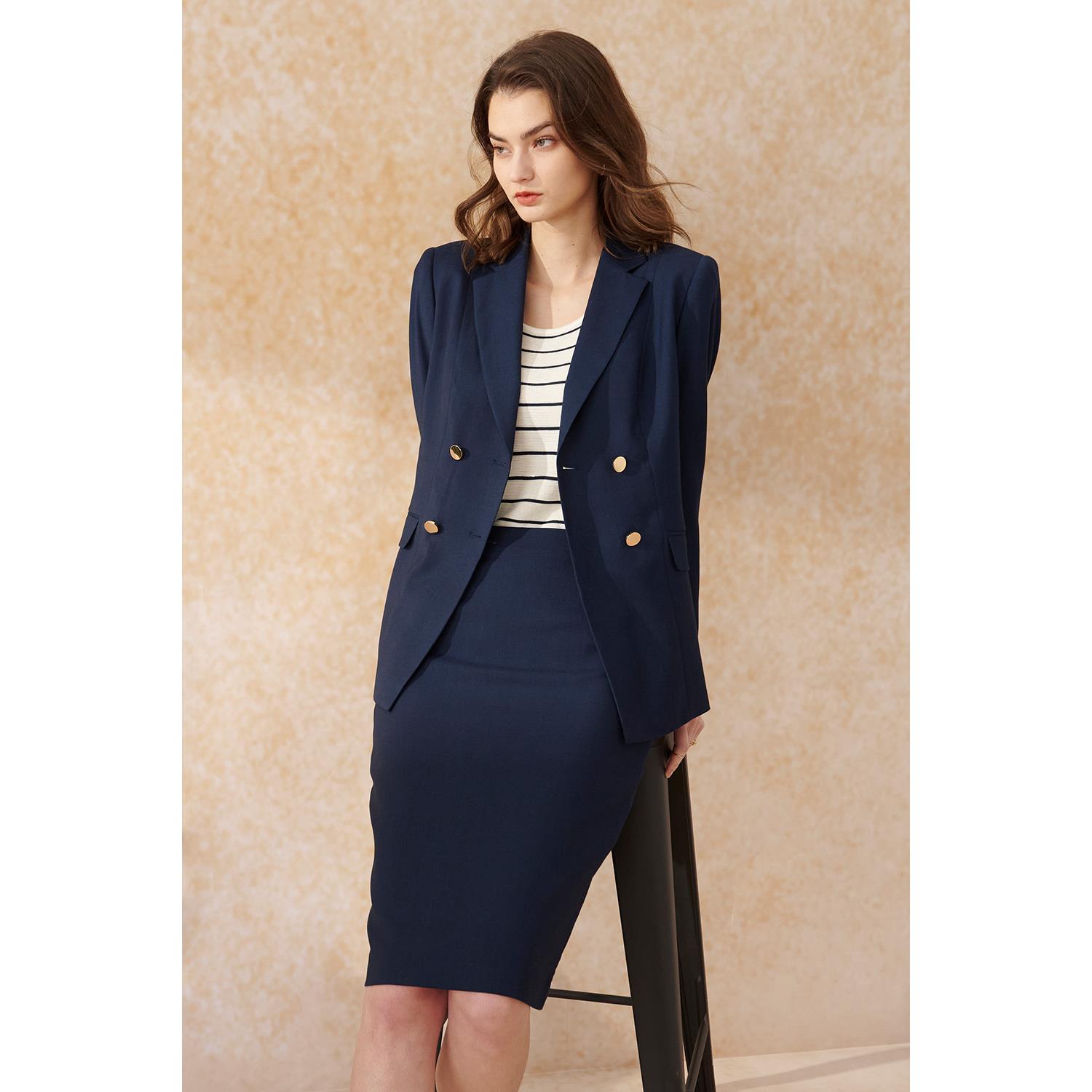 SST&C Navy Fitted Skirt | 7462403005  (Outlet)
