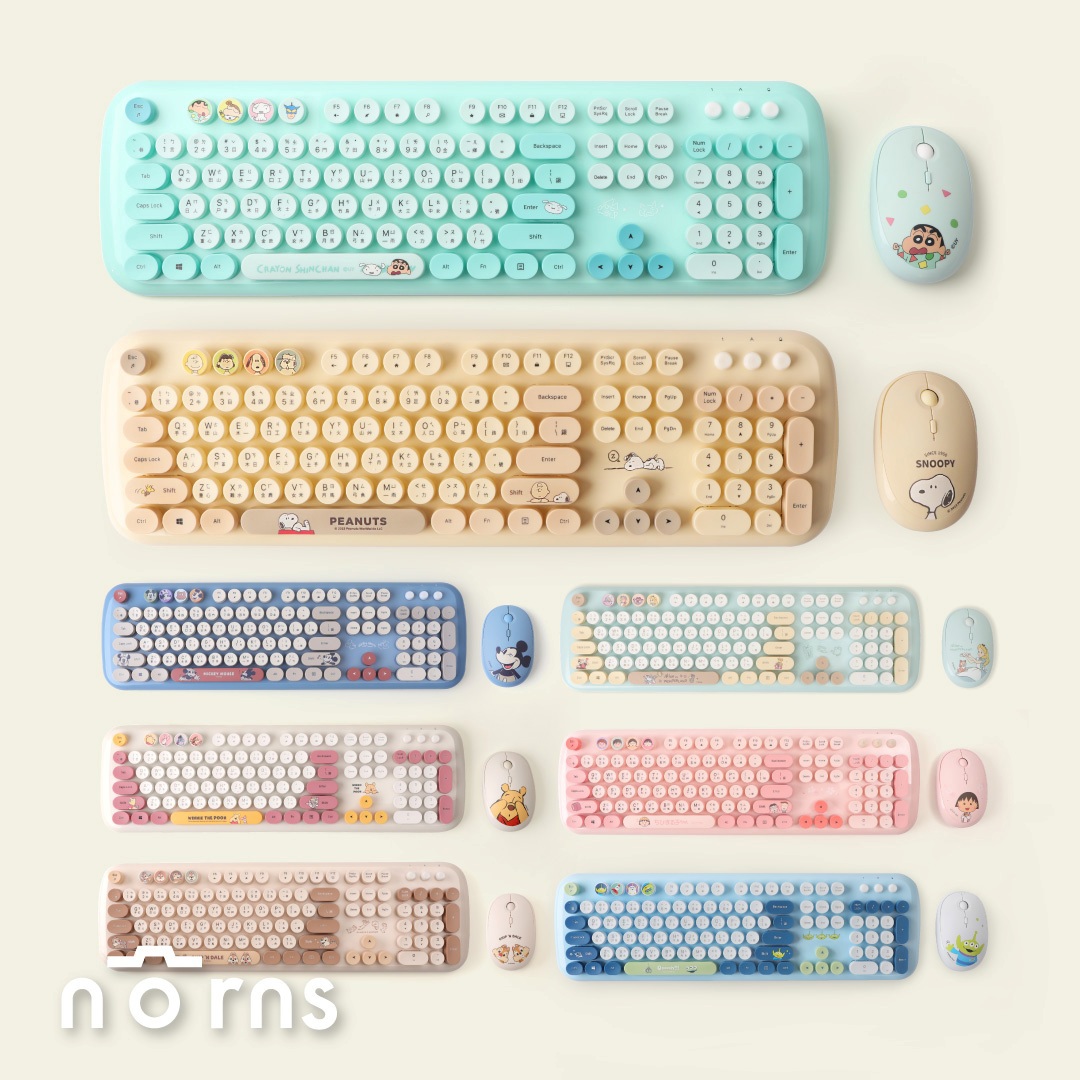 蠟筆小新/迪士尼三眼怪/Peanuts史努比/櫻桃小丸子無線鍵盤滑鼠組- Norns Original Design