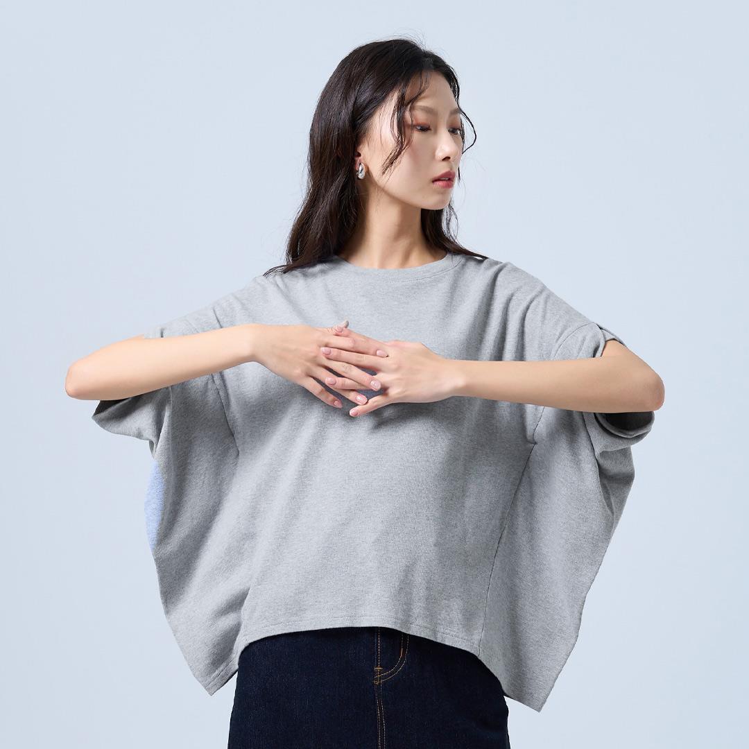 柔軟舒適五分袖短T(麻灰)-女