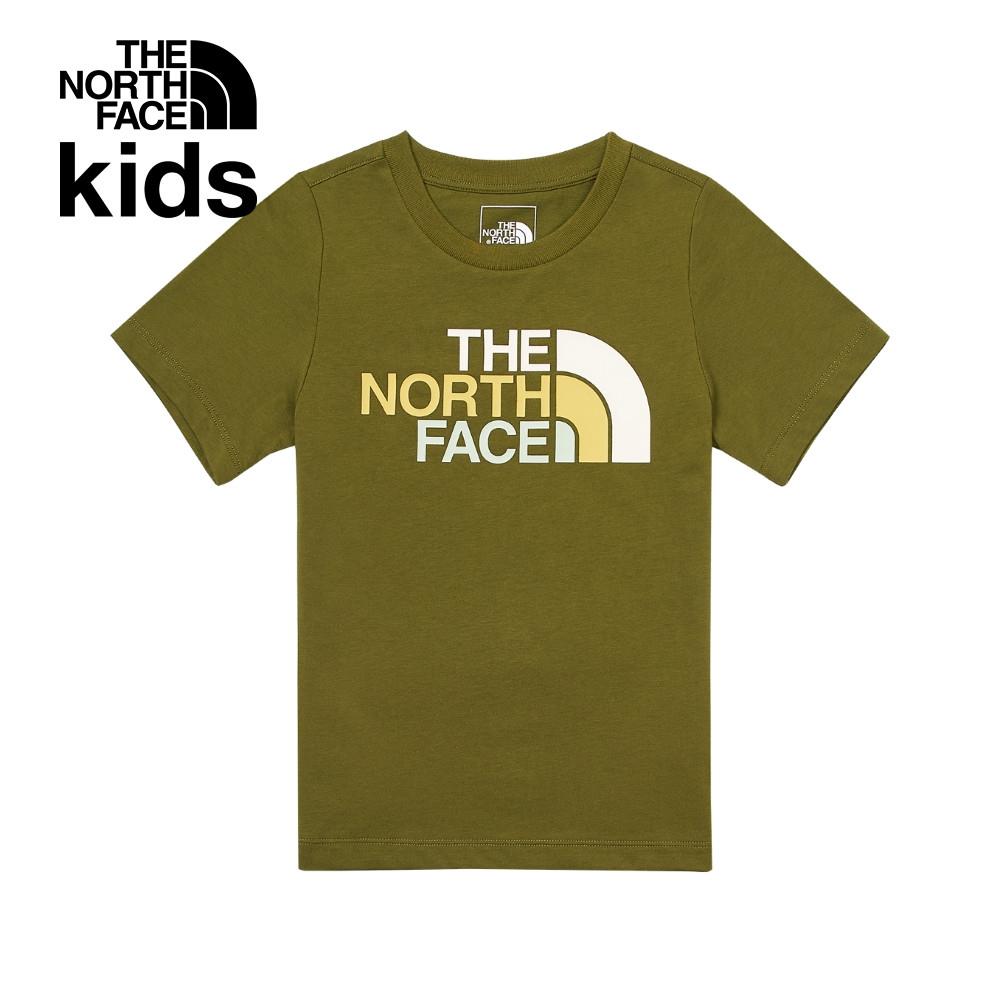 The North Face北面兒童綠色純棉多彩品牌LOGO短袖T恤｜88MEPIB