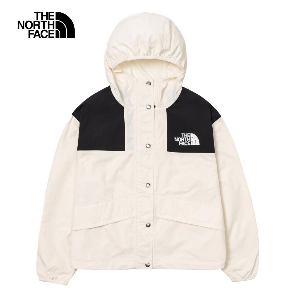 The North Face北面女款米白色防風防潑水連帽防風外套｜5JXOQLI