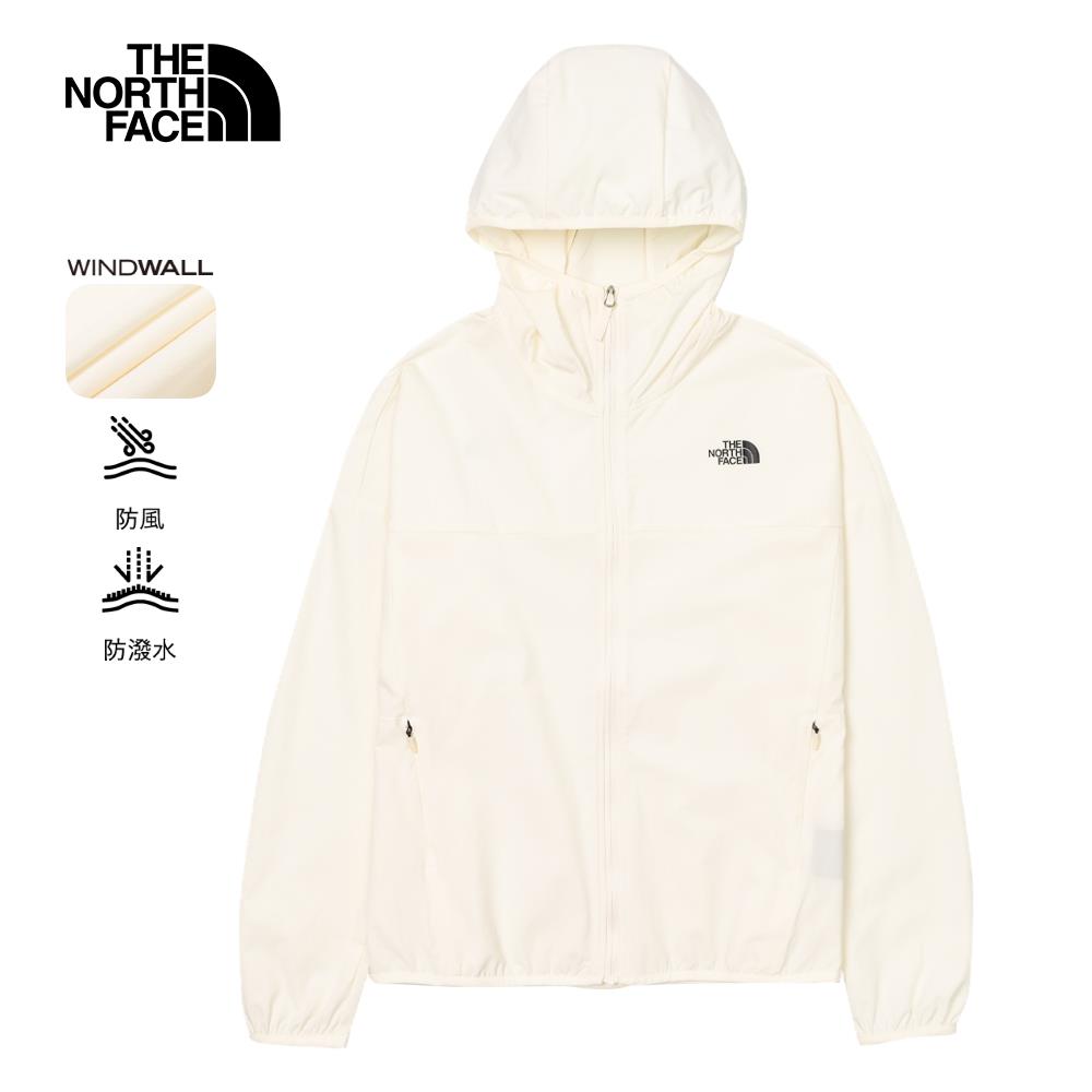 The North Face北面女款UPF米白色防潑水防曬連帽防風外套｜7WCPQLI