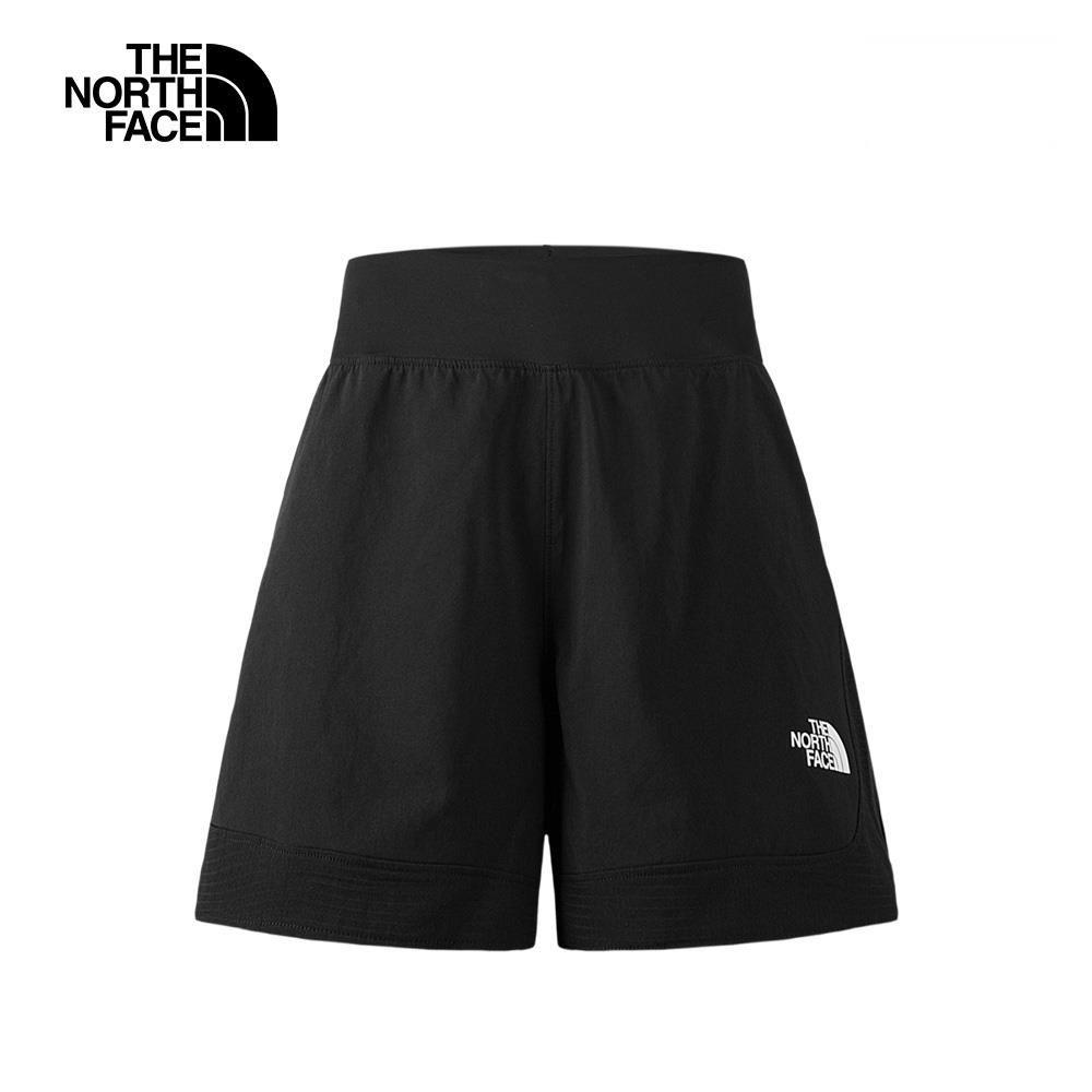 The North Face北面女款黑色防潑水舒適彈力褲腰休閒短褲｜83TXJK3