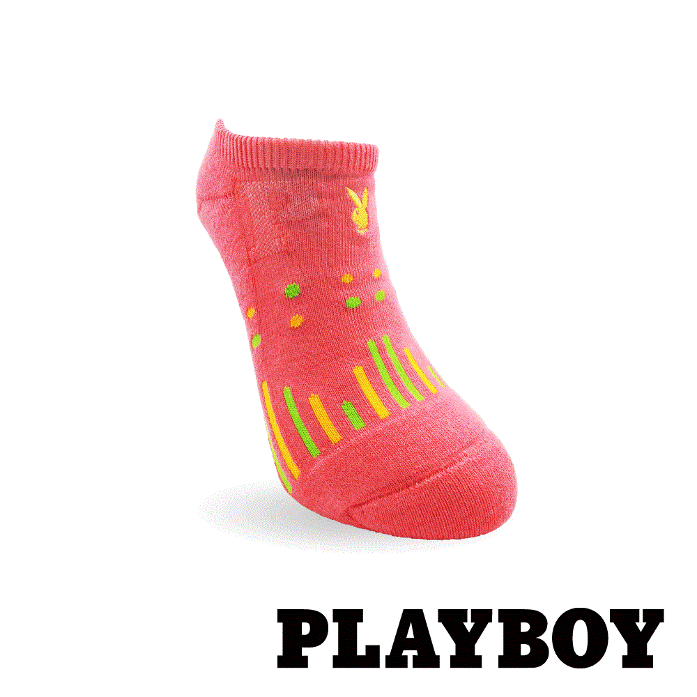 【襪款任選4雙$395 、9雙$750】PLAYBOY 雨滴半起毛刺繡女運動襪-桃 (BF6415)