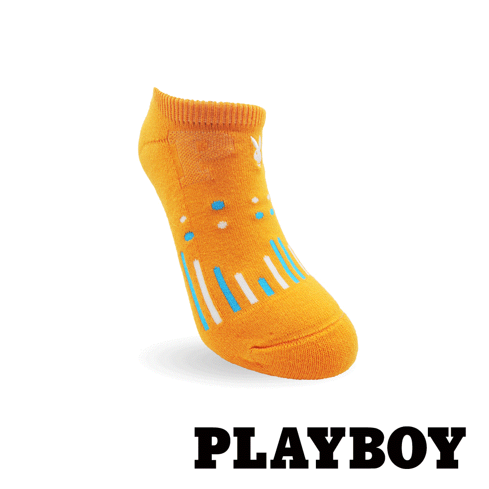 【襪款任選4雙$395 、9雙$750】PLAYBOY 雨滴半起毛刺繡女運動襪-橙 (BF6415)