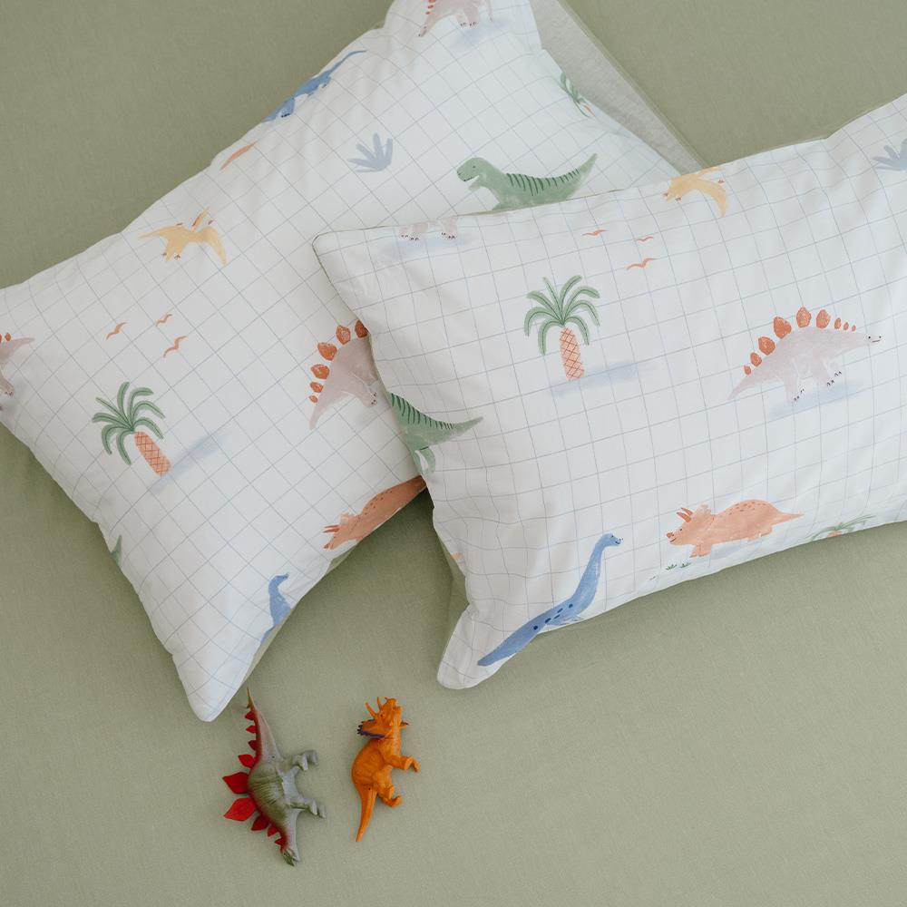 床包+枕套-單人 / 100% 精梳純棉 / Dinosaur