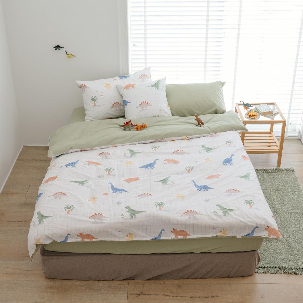 床包被套組-單人 / 100% 精梳純棉 / Dinosaur