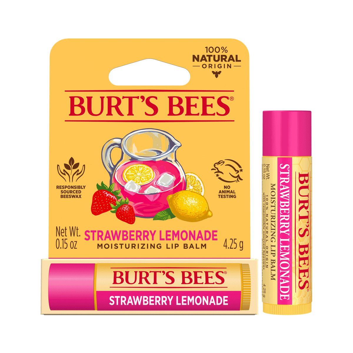 【任二入$299】｜Burt’s Bees 草莓檸檬護唇膏 4.25g