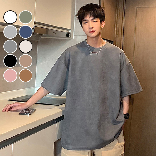 短T 素面仿舊色短T 日系 韓系 古著 復古 街頭 寬鬆 落肩 五分袖 加大尺碼 台灣出貨【NZ2T301】