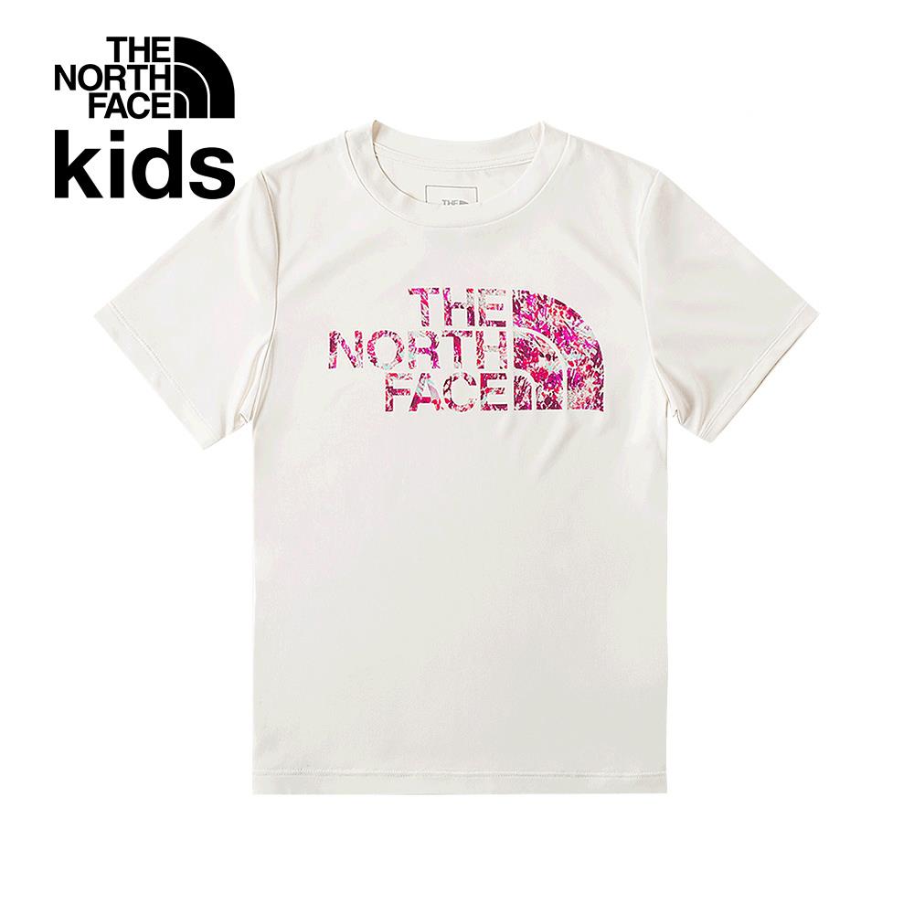 The North Face北面兒童UPF白色吸濕排汗防曬炫彩LOGO短袖T恤｜88H6QLI