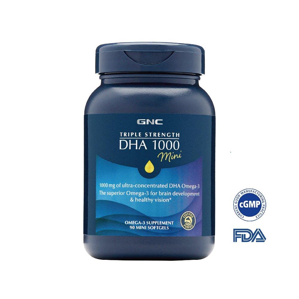 即期品 三倍魚油DHA迷你軟膠囊(90粒/瓶)  (商品效期2025/11/1)｜GNC Triple Strength DHA 1000 Mini Fish Oil(90 Mini Softgels)