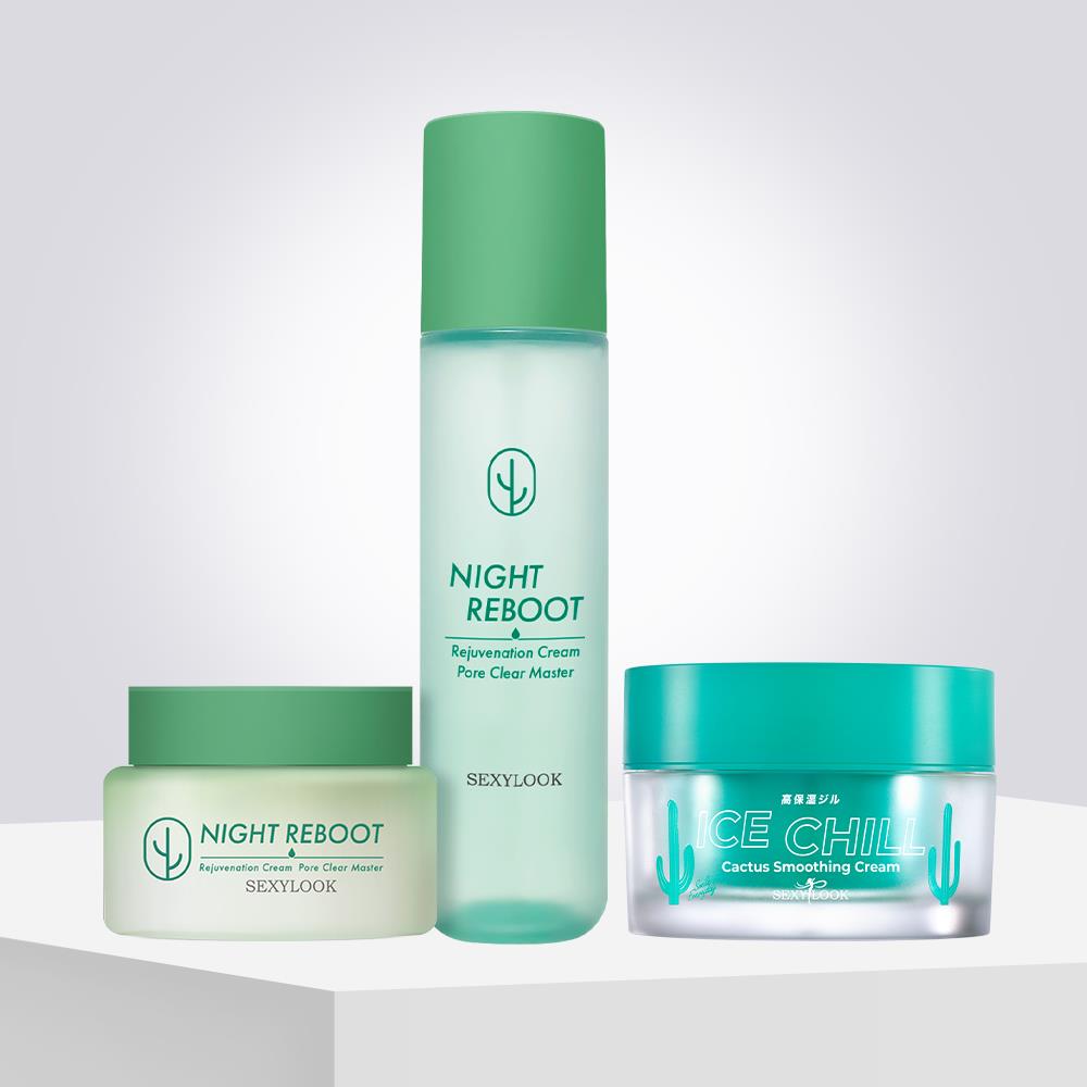 【SEXYLOOK西西露】仙人掌代謝夜光霜50ml+仙人掌代謝夜光水150ml+仙人掌冰沙凝凍(冰沙霜)50ml