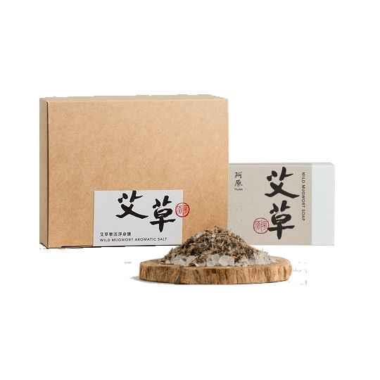 【阿原YUAN】樂活淨身鹽5包/盒+艾草皂115g-修護淨化