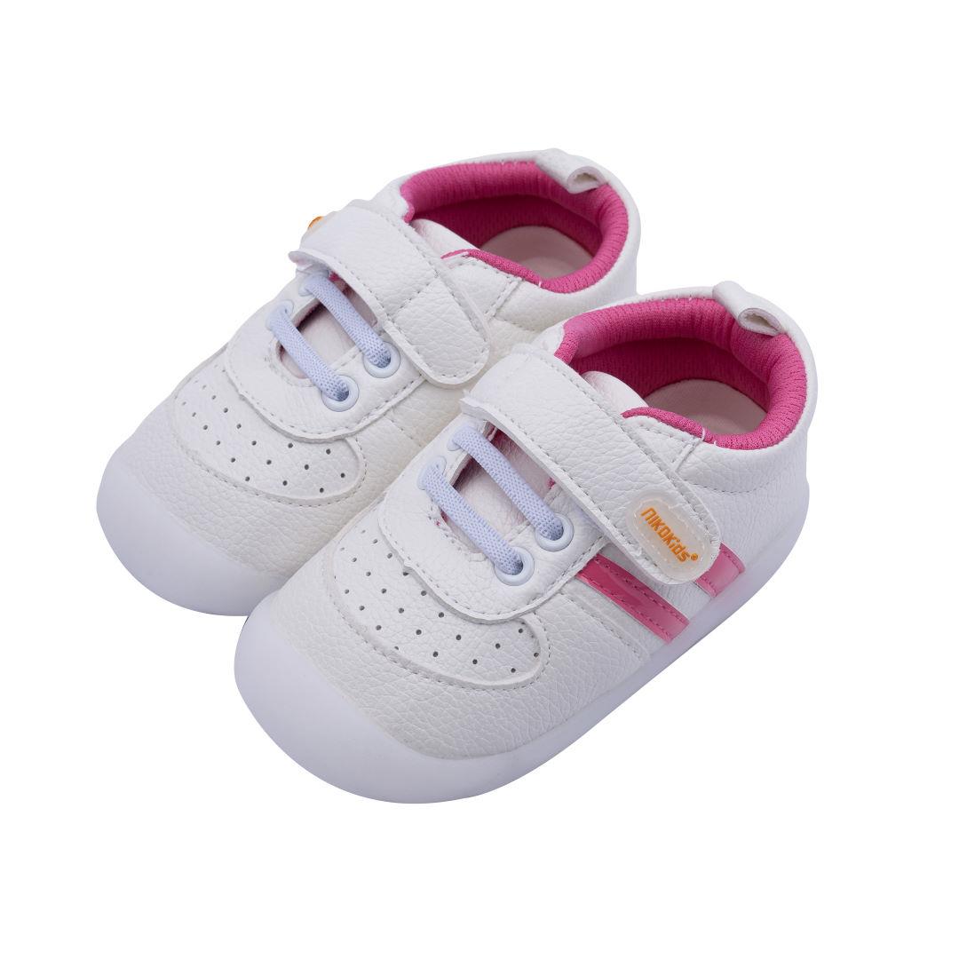【NikoKids】軟底小童鞋/小童運動鞋/包鞋/經典粉條14~15.5公分(SG607)