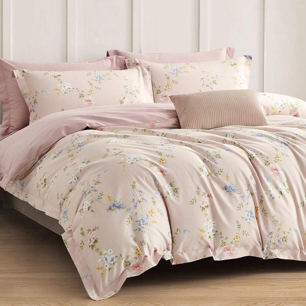 Miile美麗棉系列-甜心花漾 / 美國棉四件式薄被套床包枕套組