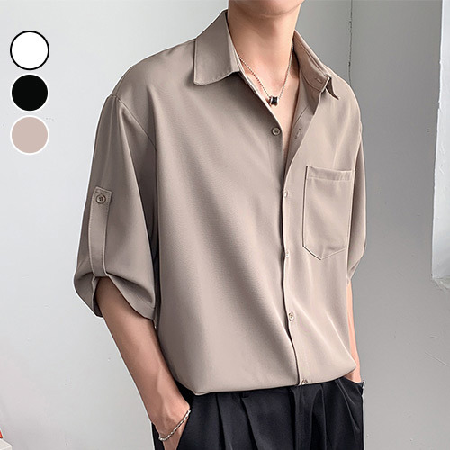 短襯 胸前口袋開領襯衫 日系 韓系 舒適 夏季 短袖 寬鬆 街頭 休閒 正式 台灣出貨【NTJ062709】