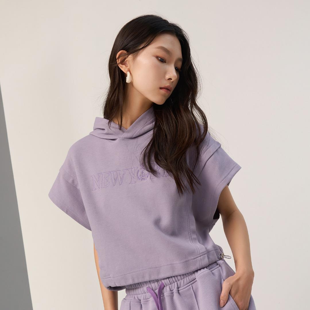 街頭休閒連帽背心(灰紫)-女