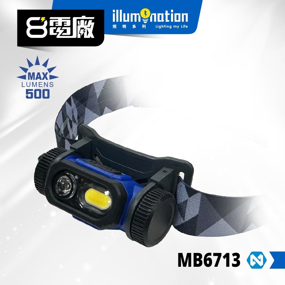 雙效 自動感應 TURBO 500流明 防水 IPX4 自動感應 頭燈 MB6713【照明8電廠】