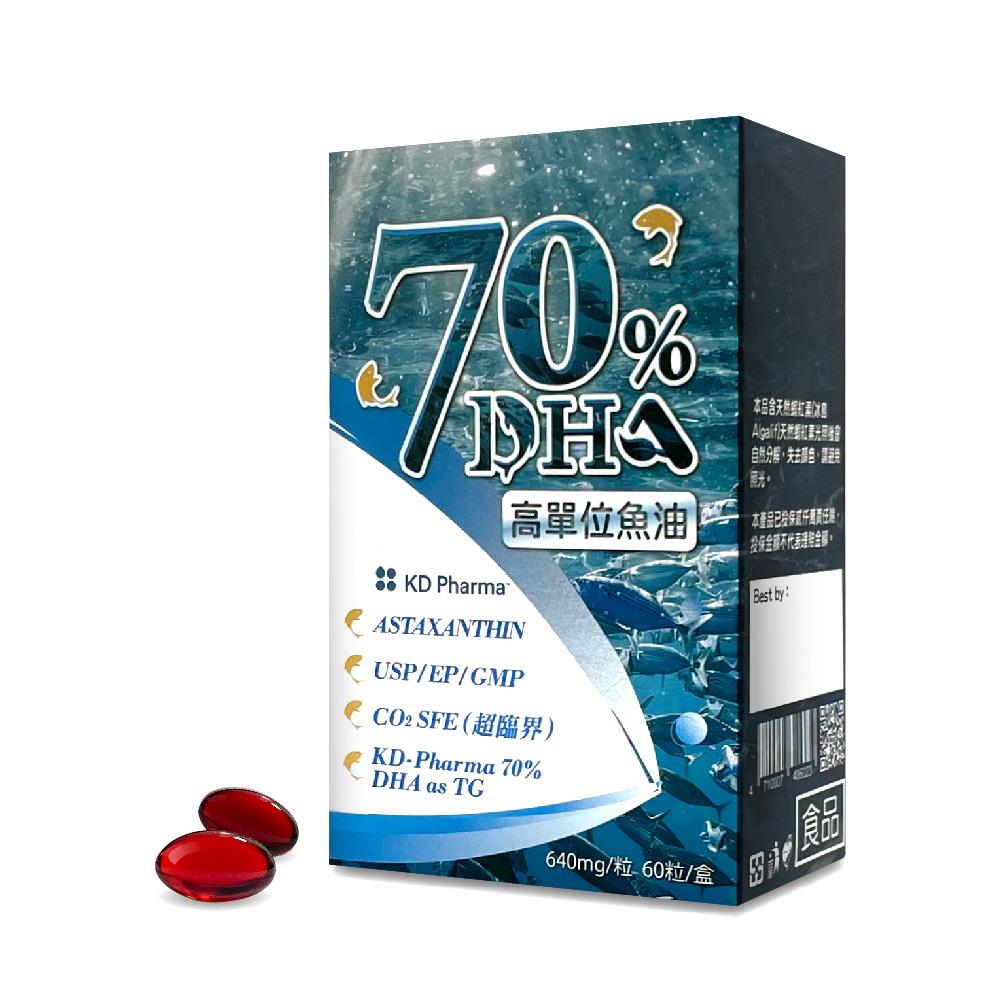 魚油70%DHA (60粒/盒) 【1/2/4/6入組】