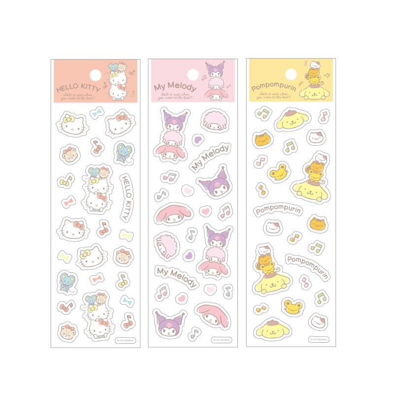 三麗鷗 可愛小貼紙-Hello Kitty/美樂蒂&酷洛米/布丁狗