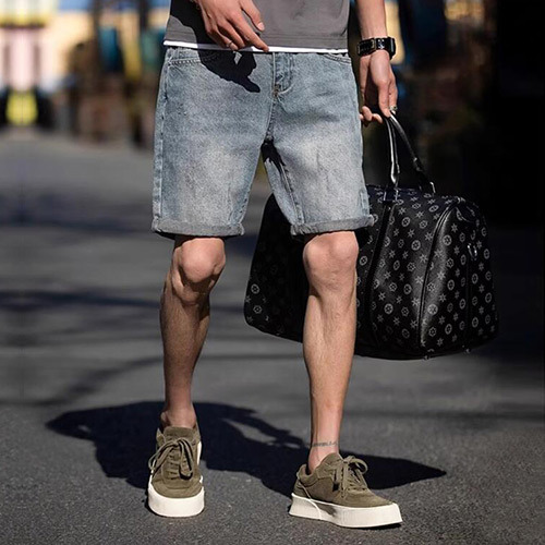 短褲 潮流夏日淺色牛仔短褲 日系 韓系 丹寧 街頭 美式 舒適 五分褲 加大尺碼 台灣出貨【NTJ39463】