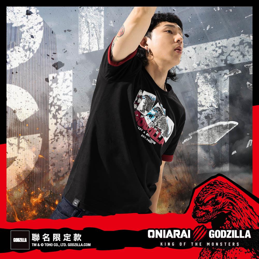 第三彈【GODZILLA 最後倒數↘聯名款8折】哥吉拉墨繪牌短TEE(黑)- BLUE WAY 鬼洗い