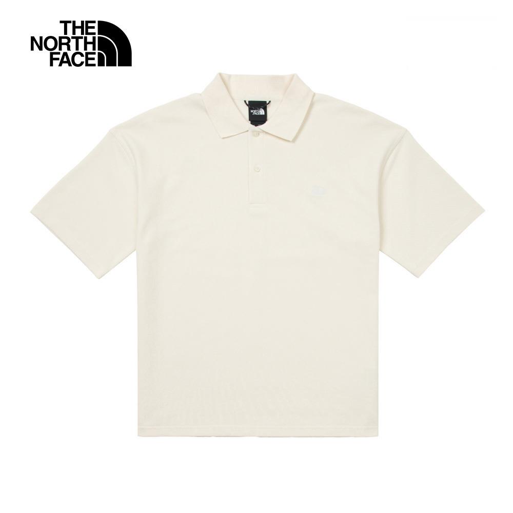 The North Face北面UE男款米白色舒適透氣休閒短袖POLO衫｜88QJQLI