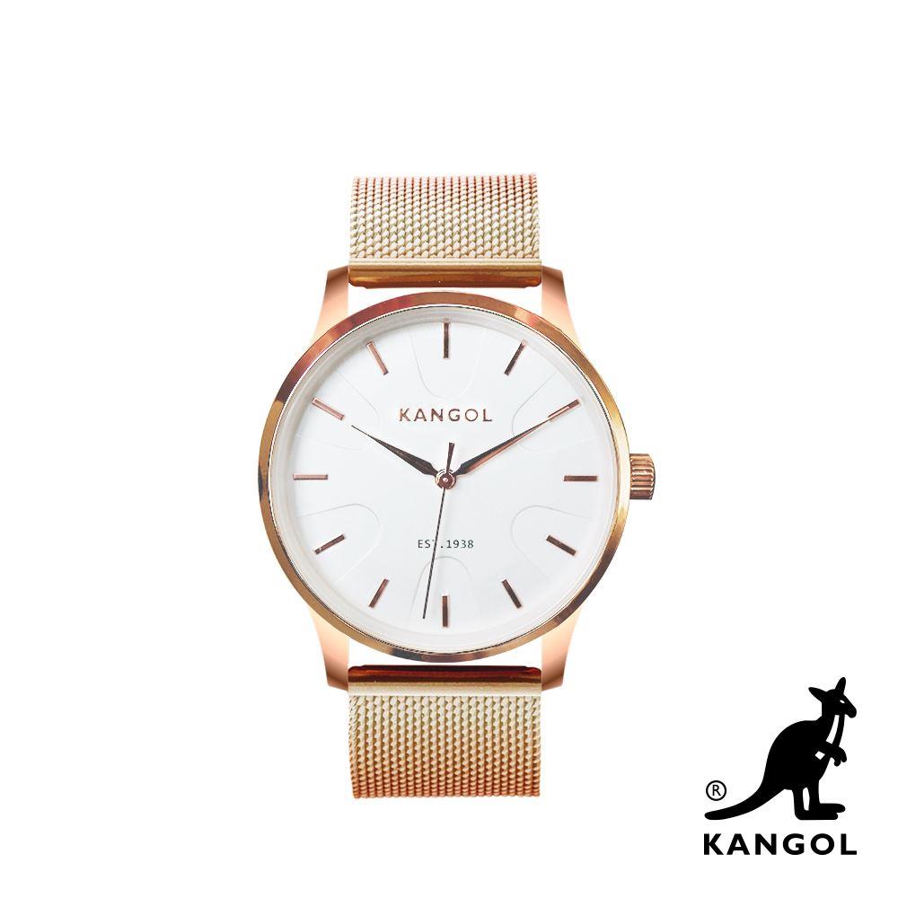 【KANGOL】簡約刻紋米蘭錶手錶-玫瑰金(KG71838-06Z)