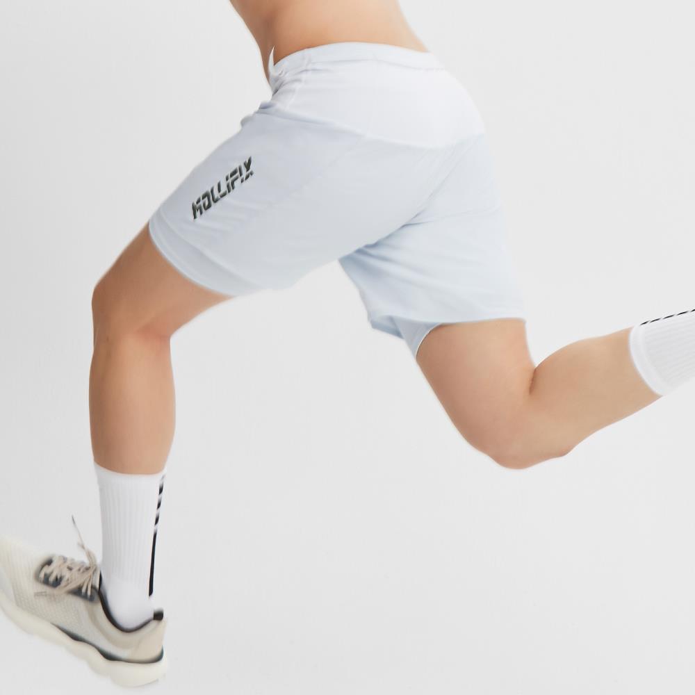 【MEN】MOLLIFIX 瑪莉菲絲 360°口袋雙層運動短褲 (銀灰)
