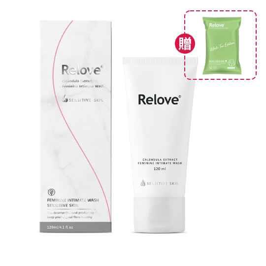 【Relove】金盞花萃取弱酸私密潔淨凝露120ML(私密處洗劑)+30秒私密肌弱酸清潔面膜濕紙巾(15張/包)