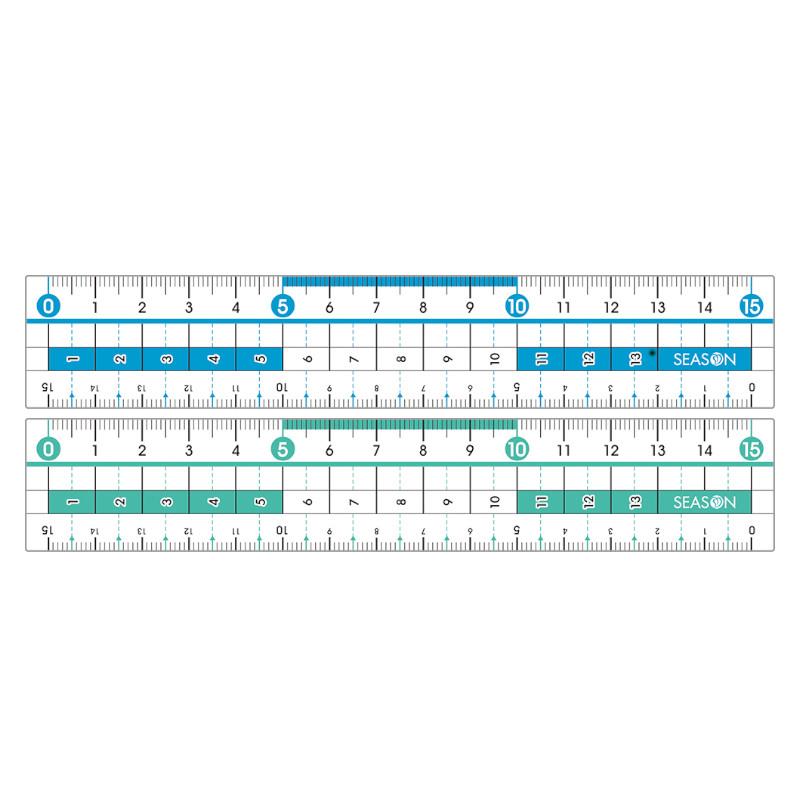 四季SEASON PVC軟尺15公分-藍/綠