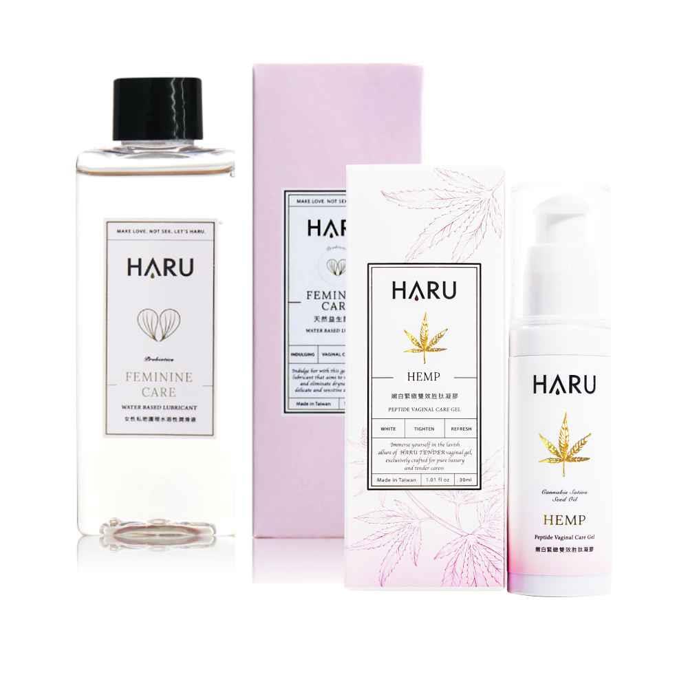 【HARU】FEMININE CARE女性私密護理水溶性潤滑液150ML+大麻私密嫩白緊緻雙效勝肽凝膠30ML