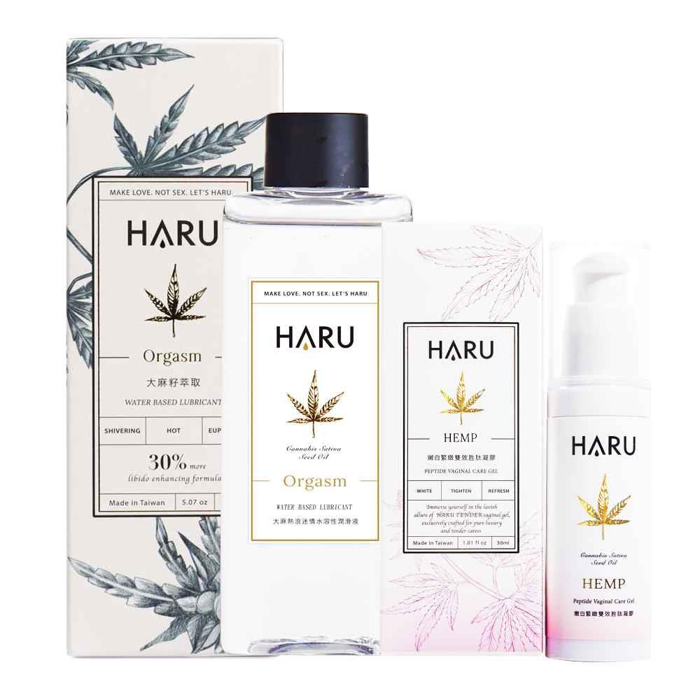 【HARU】Orgasm大麻熱浪迷情水溶性潤滑液150ML+大麻私密嫩白緊緻雙效胜肽凝膠30ML