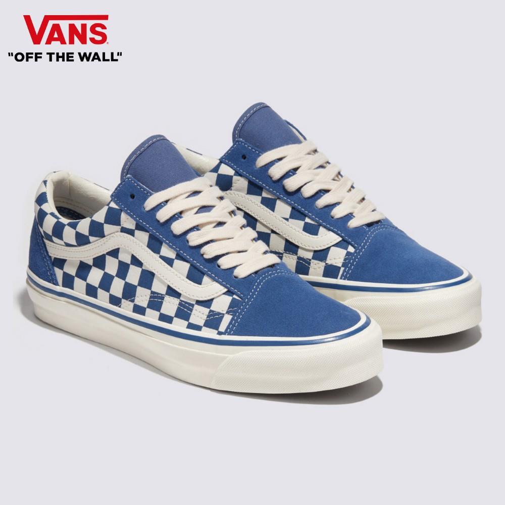 Vans Old Skool 36 男女款藍色底棋盤格滑板鞋