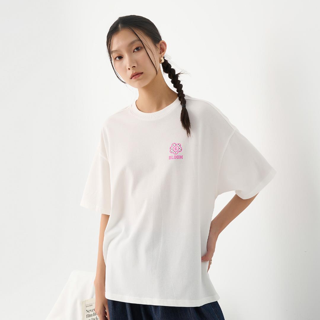 少女感十足花花世界短T(白色)-女