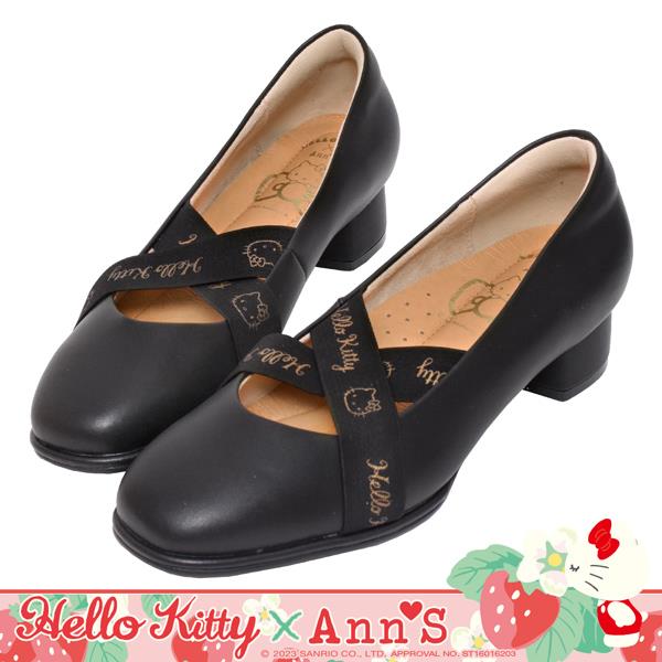🍎任一雙現折$618🍎Ann’S X Sanrio三麗鷗 HELLO KITTY聯名 訂製鬆緊帶低跟芭蕾舞娃娃鞋-黑