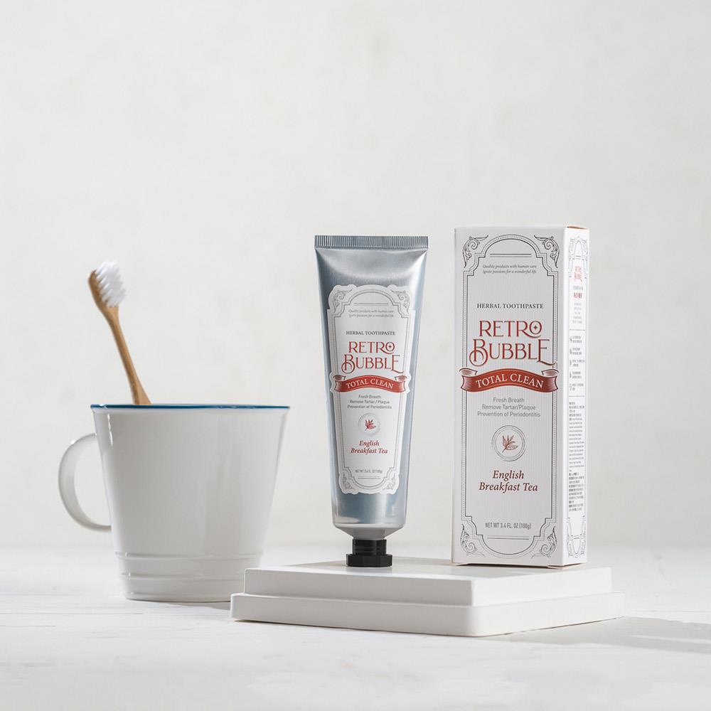 【RETRO BUBBLE】全效清潔草本牙膏100g -英式早餐茶口味