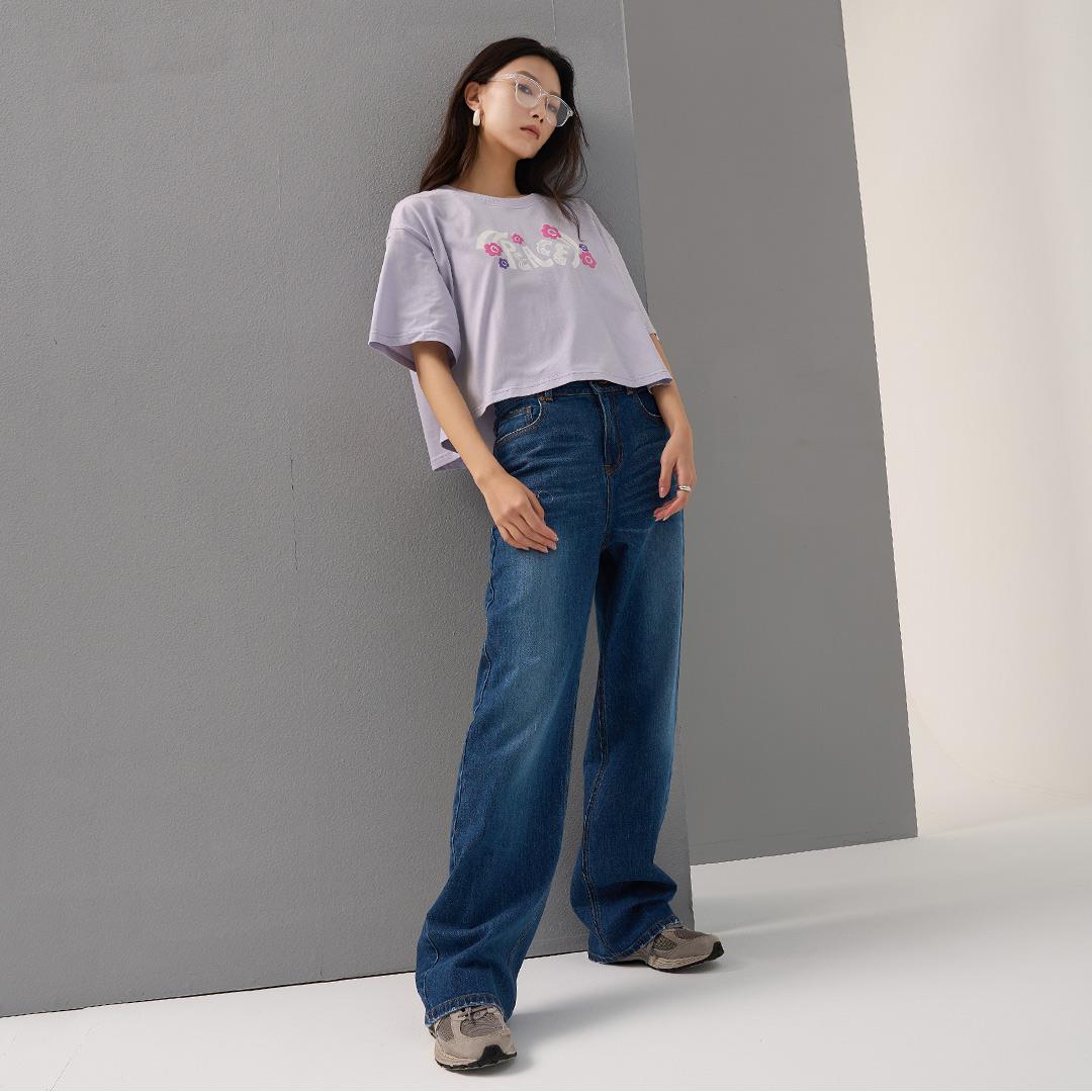 信鴿傳書小花短T(粉紫)-女
