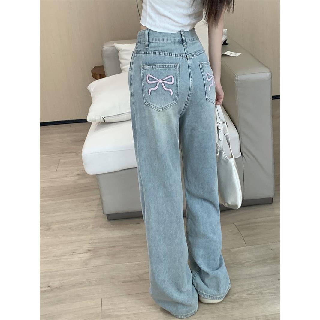 【missy shop】芭蕾蝴蝶緞帶牛仔褲-63428