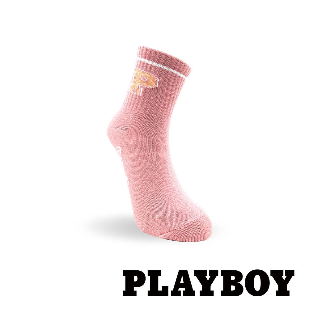 【襪款任選4雙$395 、9雙$750】PLAYBOY 字母P女休閒襪-粉 (BY3523)