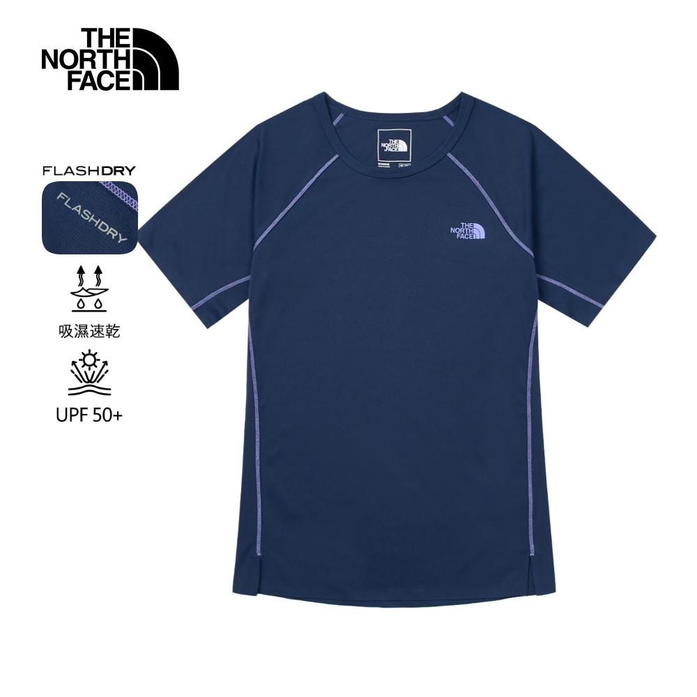 【零碼特降】The North Face北面女款UPF藍色吸濕排汗涼感防曬短袖T恤|87VSTKI