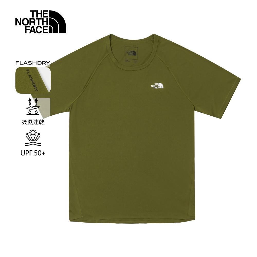 【零碼特降】The North Face北面男款UPF綠色吸濕排汗涼感防曬短袖T恤|87W7PIB