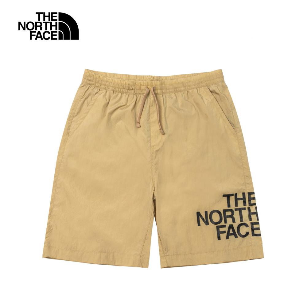 The North Face北面男款卡其色防潑水大尺寸LOGO印花短褲|7WD7LK5
